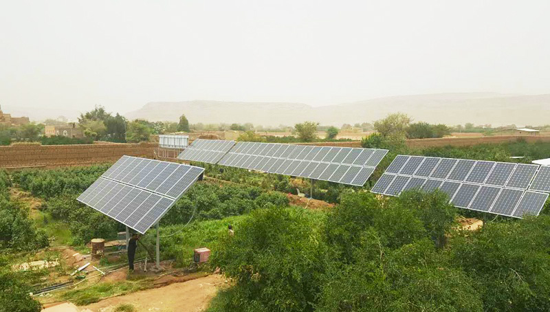 Sistema de bomba solar Restar 22KW para riego agrícola en Sana, Yemen.